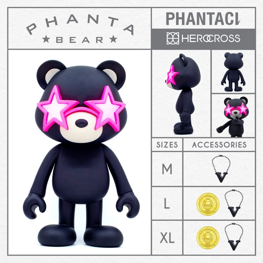 Phanta Bear Black with Pink Glasses L Body (400%)
